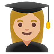 👩🏼‍🎓 Emoji Estudiante Mujer: Tono De Piel Claro Medio en Google 15.0.