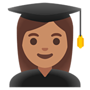 👩🏽‍🎓 Emoji Studentin: mittlere Hautfarbe Google 15.0.
