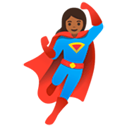 🦸🏾‍♀️ Emoji Super-heroína: Pele Morena Escura na Google 15.0.