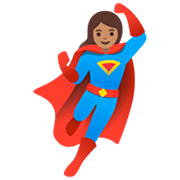 🦸🏽‍♀️ Emoji Super-heroína: Pele Morena na Google 15.0.