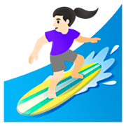 Emoji 🏄🏻‍♀️ Surfista Donna: Carnagione Chiara su Google 15.0.