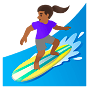 Émoji 🏄🏾‍♀️ Surfeuse : Peau Mate sur Google 15.0.