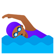 🏊🏾‍♀️ Emoji Mujer Nadando: Tono De Piel Oscuro Medio en Google 15.0.