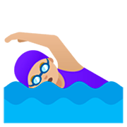 🏊🏼‍♀️ Emoji Mujer Nadando: Tono De Piel Claro Medio en Google 15.0.