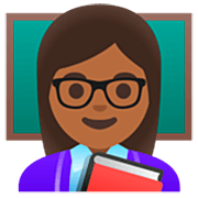 👩🏾‍🏫 Emoji Lehrerin: mitteldunkle Hautfarbe Google 15.0.