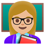 👩🏼‍🏫 Emoji Profesora: Tono De Piel Claro Medio en Google 15.0.