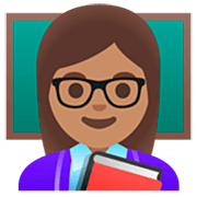 Émoji 👩🏽‍🏫 Enseignante : Peau Légèrement Mate sur Google 15.0.