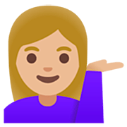Emoji 💁🏼‍♀️ Donna Con Suggerimento: Carnagione Abbastanza Chiara su Google 15.0.