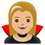 🧛🏼‍♀️ Emoji weiblicher Vampir: mittelhelle Hautfarbe Google 15.0.