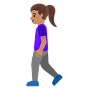 Emoji 🚶🏽‍♀️ Donna Che Cammina: Carnagione Olivastra su Google 15.0.
