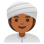 👳🏾‍♀️ Emoji Mujer Con Turbante: Tono De Piel Oscuro Medio en Google 15.0.