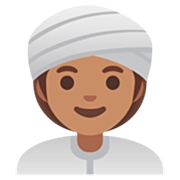 Émoji 👳🏽‍♀️ Femme En Turban : Peau Légèrement Mate sur Google 15.0.