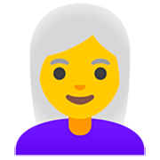 Émoji 👩‍🦳 Femme : Cheveux Blancs sur Google 15.0.
