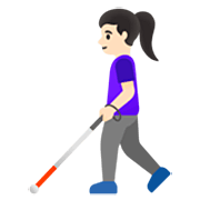Emoji 👩🏻‍🦯 Donna Con Bastone Bianco Di Orientamento: Carnagione Chiara su Google 15.0.