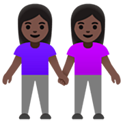 👭🏿 Emoji händchenhaltende Frauen: dunkle Hautfarbe Google 15.0.