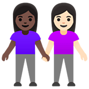 Émoji 👩🏿‍🤝‍👩🏻 Deux Femmes Se Tenant La Main : Peau Foncée Et Peau Claire sur Google 15.0.