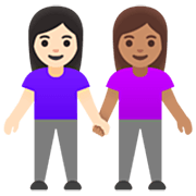 Emoji 👩🏻‍🤝‍👩🏽 Due Donne Che Si Tengono Per Mano: Carnagione Chiara E Carnagione Olivastra su Google 15.0.