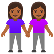 👭🏾 Emoji händchenhaltende Frauen: mitteldunkle Hautfarbe Google 15.0.