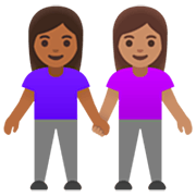 👩🏾‍🤝‍👩🏽 Emoji Duas Mulheres De Mãos Dadas: Pele Morena Escura E Pele Morena na Google 15.0.