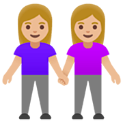 Émoji 👭🏼 Deux Femmes Se Tenant La Main : Peau Moyennement Claire sur Google 15.0.