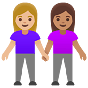 Émoji 👩🏼‍🤝‍👩🏽 Deux Femmes Se Tenant La Main : Peau Moyennement Claire Et Peau Légèrement Mate sur Google 15.0.