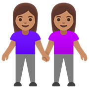 Émoji 👭🏽 Deux Femmes Se Tenant La Main : Peau Légèrement Mate sur Google 15.0.