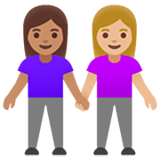 Emoji 👩🏽‍🤝‍👩🏼 Due Donne Che Si Tengono Per Mano: Carnagione Olivastra E Carnagione Abbastanza Chiara su Google 15.0.