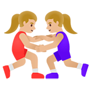 🤼🏼‍♀️ Emoji Mulheres Lutando, Pele Morena Clara na Google 15.0.