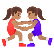 🤼🏽‍♀️ Emoji Mujeres Luchando, Tono De Piel Medio en Google 15.0.