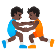 🤼🏿 Emoji Personas Luchando, Tono De Piel Oscuro en Google 15.0.