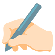 schreibende Hand: helle Hautfarbe Google 15.0.