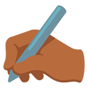 ✍🏾 Emoji Mano Escribiendo: Tono De Piel Oscuro Medio en Google 15.0.