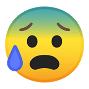 Emoji 😰 Faccina Blu Sudata su Google Android 10.0 March 2020 Feature Drop.