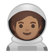 🧑🏽‍🚀 Emoji Astronaut(in): mittlere Hautfarbe Google Android 10.0 March 2020 Feature Drop.