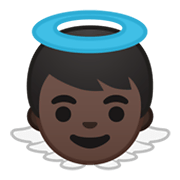 👼🏿 Emoji Putte: dunkle Hautfarbe Google Android 10.0 March 2020 Feature Drop.