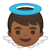 👼🏾 Emoji Bebê Anjo: Pele Morena Escura na Google Android 10.0 March 2020 Feature Drop.