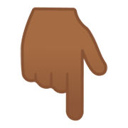 Emoji 👇🏾 Indice Abbassato: Carnagione Abbastanza Scura su Google Android 10.0 March 2020 Feature Drop.