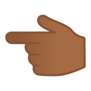 👈🏾 Emoji Dorso Da Mão Com Dedo Indicador Apontando Para A Esquerda: Pele Morena Escura na Google Android 10.0 March 2020 Feature Drop.