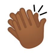 👏🏾 Emoji Mãos Aplaudindo: Pele Morena Escura na Google Android 10.0 March 2020 Feature Drop.