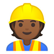 👷🏾 Emoji Bauarbeiter(in): mitteldunkle Hautfarbe Google Android 10.0 March 2020 Feature Drop.