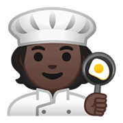 🧑🏿‍🍳 Emoji Koch/Köchin: dunkle Hautfarbe Google Android 10.0 March 2020 Feature Drop.