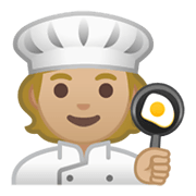 🧑🏼‍🍳 Emoji Cocinero: Tono De Piel Claro Medio en Google Android 10.0 March 2020 Feature Drop.