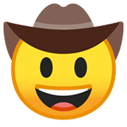 Emoji 🤠 Faccina Con Cappello Da Cowboy su Google Android 10.0 March 2020 Feature Drop.