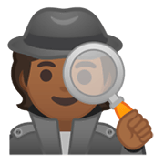 🕵🏾 Emoji Detektiv(in): mitteldunkle Hautfarbe Google Android 10.0 March 2020 Feature Drop.
