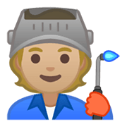 Emoji 🧑🏼‍🏭 Persona Che Lavora In Fabbrica: Carnagione Abbastanza Chiara su Google Android 10.0 March 2020 Feature Drop.
