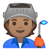 Emoji 🧑🏽‍🏭 Persona Che Lavora In Fabbrica: Carnagione Olivastra su Google Android 10.0 March 2020 Feature Drop.