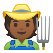 🧑🏾‍🌾 Emoji Agricultor: Pele Morena Escura na Google Android 10.0 March 2020 Feature Drop.