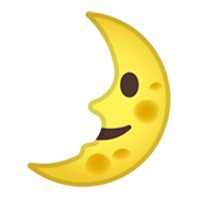 🌛 Emoji Mondsichel mit Gesicht links Google Android 10.0 March 2020 Feature Drop.