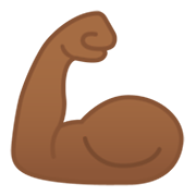 Emoji 💪🏾 Bicipite: Carnagione Abbastanza Scura su Google Android 10.0 March 2020 Feature Drop.
