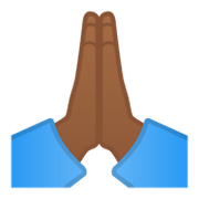 🙏🏾 Emoji Mãos Juntas: Pele Morena Escura na Google Android 10.0 March 2020 Feature Drop.
